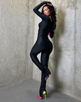 Cross V-neck  Finger Long-sleeved Pants Jumpsuit