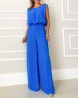 Solid  Pants Backless Jumpsuit