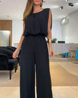 Solid  Pants Backless Jumpsuit