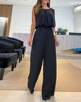 Solid  Pants Backless Jumpsuit