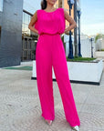 Solid  Pants Backless Jumpsuit