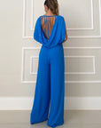 Solid  Pants Backless Jumpsuit