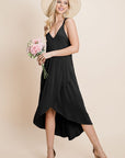 Deep V Cami High Low Hem Crisscrossing Women's Dress