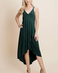 Deep V Cami High Low Hem Crisscrossing Women's Dress