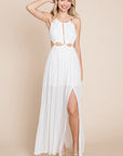 Split Front Cut Out Halter Maxi Women's Dress