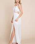 Split Front Cut Out Halter Maxi Women's Dress