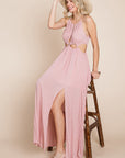 Split Front Cut Out Halter Maxi Women's Dress