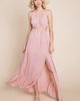 Split Front Cut Out Halter Maxi Women's Dress