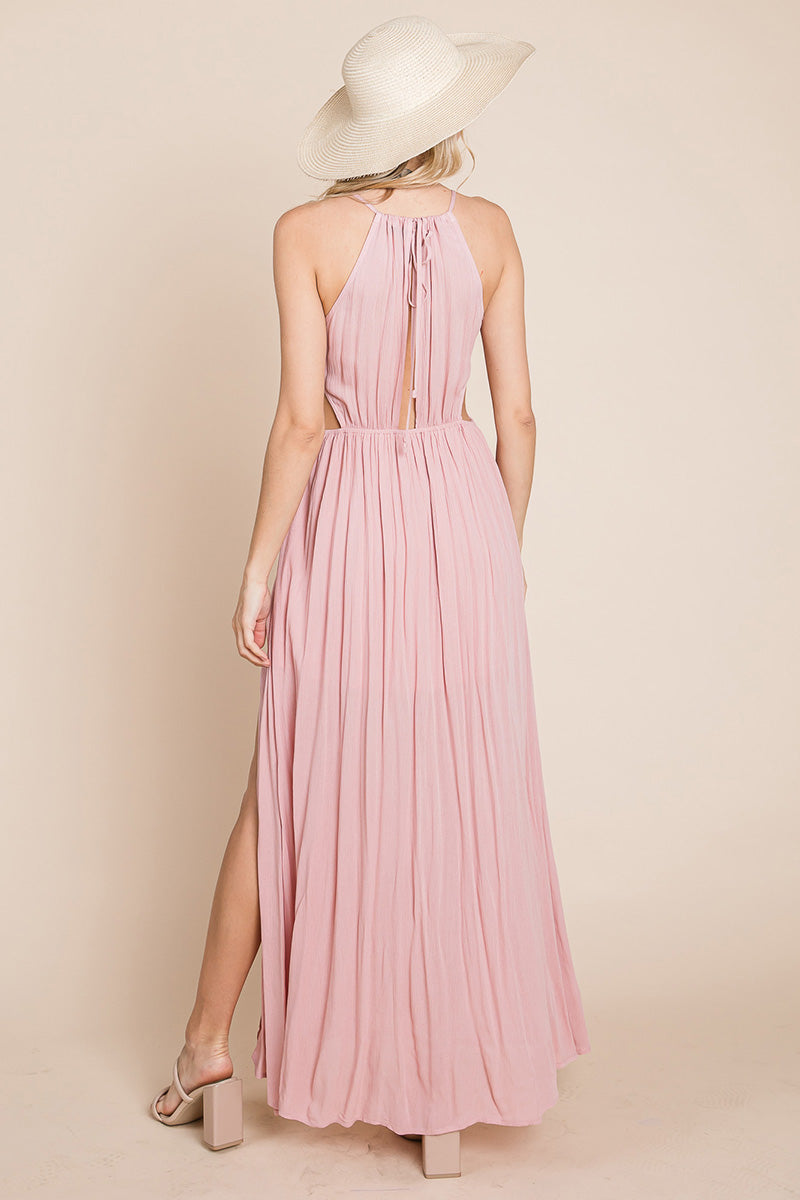 Split Front Cut Out Halter Maxi Women&#39;s Dress