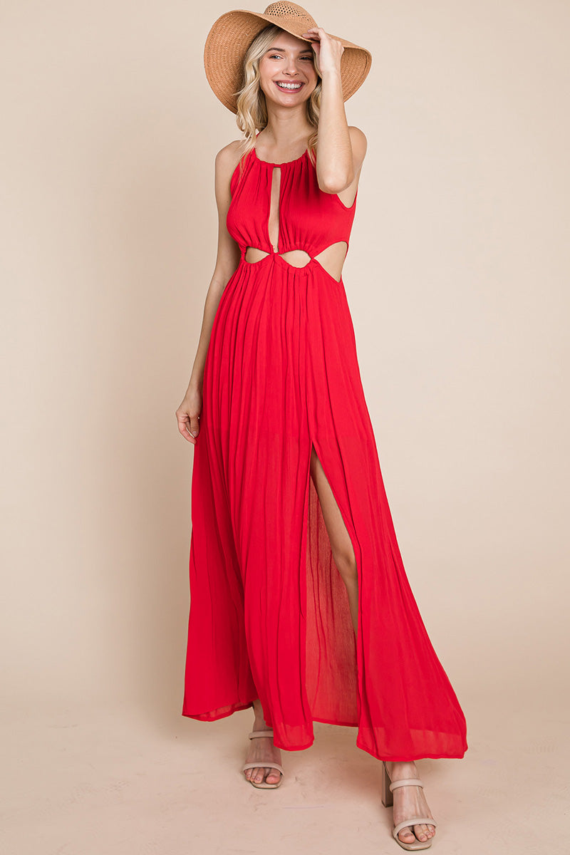 Split Front Cut Out Halter Maxi Women&#39;s Dress