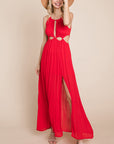 Split Front Cut Out Halter Maxi Women's Dress