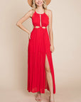 Split Front Cut Out Halter Maxi Women's Dress