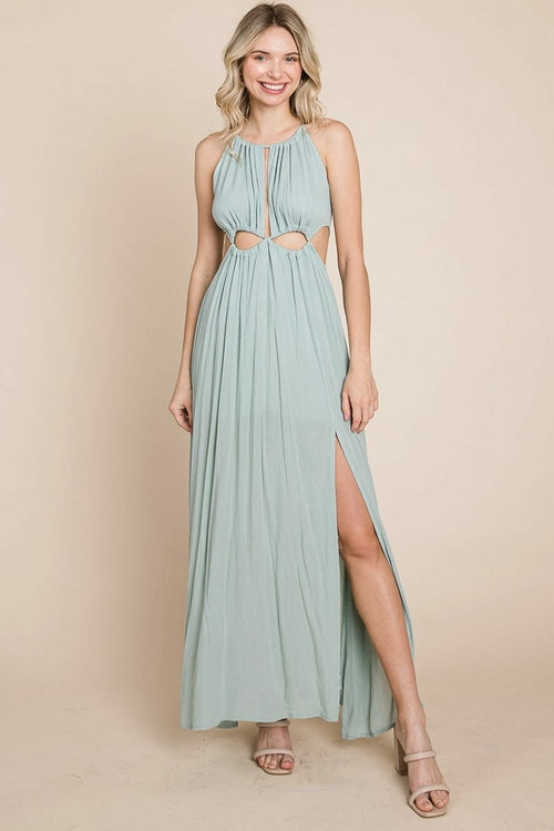 Split Front Cut Out Halter Maxi Women&#39;s Dress