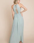 Split Front Cut Out Halter Maxi Women's Dress