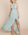 Split Front Cut Out Halter Maxi Women's Dress