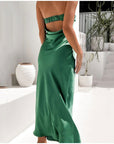 Satin Strapless Sexy Maxi Dress