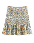 Boho Floral Printed Short Sleeve Cropped Tops With High Wasit Elegant