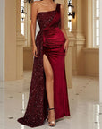 High End Fish Tail Banquet Temperament  Single Shoulder Dress