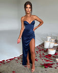 Elegant Strapless High Split Maxi Dress for Women