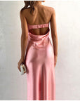 Satin Strapless Sexy Maxi Dress