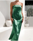 Satin Strapless Sexy Maxi Dress