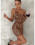 Golden Sequined Sexy Women Dress