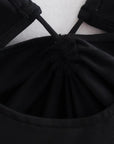 Hollow Out Fitted Bodysuits Vintage Backless Tied Thin Tops