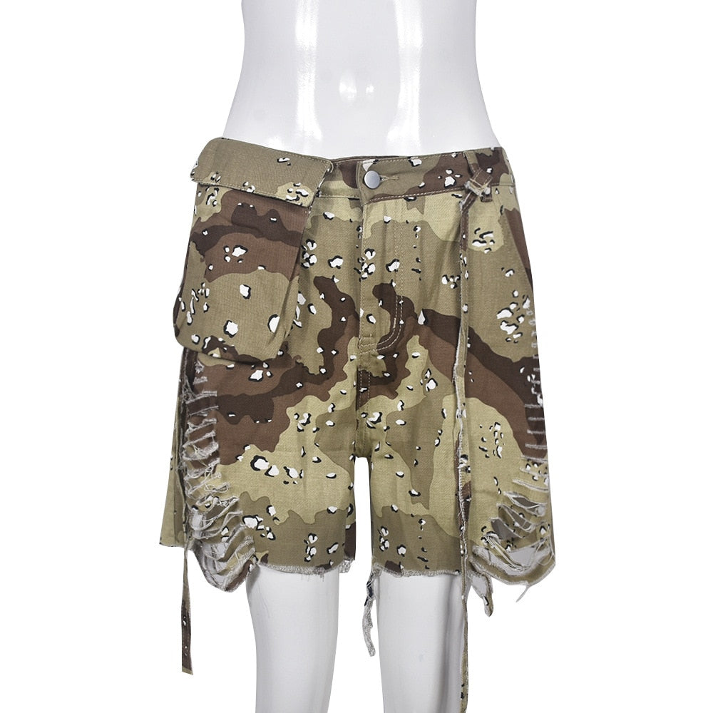 Streetwear Shorts Pants Camouflage Pockets Ditsy