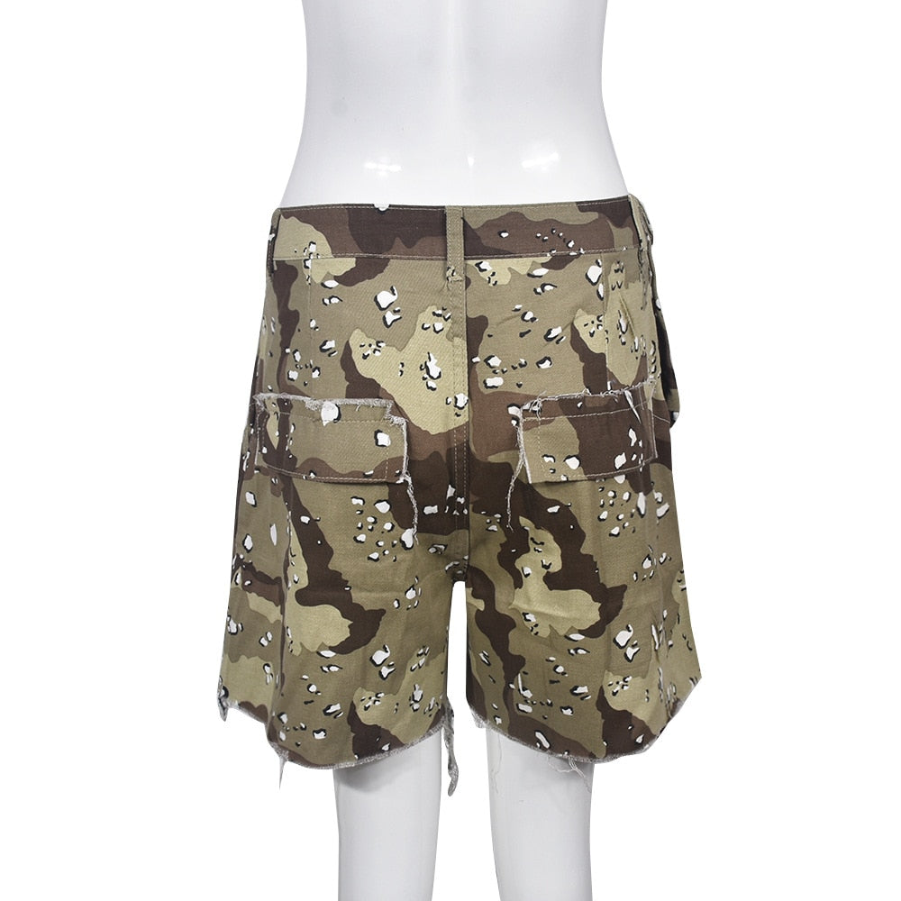 Streetwear Shorts Pants Camouflage Pockets Ditsy