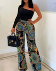 One Shoulder Wide Leg Pants Jumpsuit