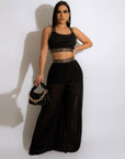 Pullover Spliced Vest Crop Top Wide Leg Pants Outfits
