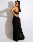 Pullover Spliced Vest Crop Top Wide Leg Pants Outfits