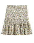 Boho Floral Printed Short Sleeve Cropped Tops With High Wasit Elegant
