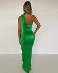 Satin Backless Maxi Dress Gown Halter Sleeveless Backless Bodycon Long
