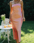 Satin Strapless Sexy Maxi Dress