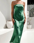 Satin Strapless Sexy Maxi Dress