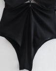 Hollow Out Fitted Bodysuits Vintage Backless Tied Thin Tops