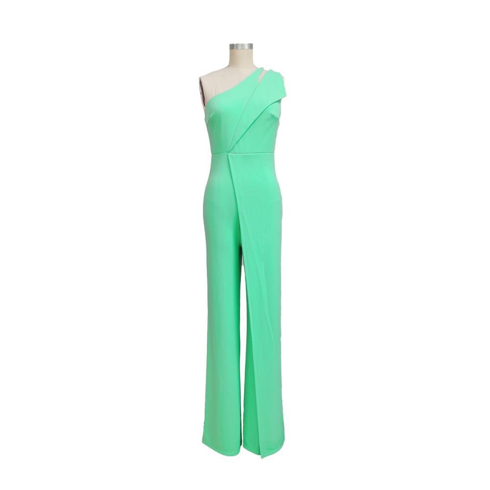 One Shoulder Sleeveless Wide Leg Solid Elegant Pants Jumpsuits