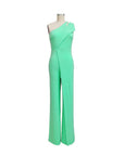 One Shoulder Sleeveless Wide Leg Solid Elegant Pants Jumpsuits