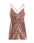 Golden Sequined Sexy Women Dress