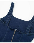 Solid Denim Women's dress with Spaghetti Strap