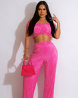 Sexy Off Shoulder Crop Top and Wide Leg Pants Set