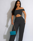 Sexy Off Shoulder Crop Top and Wide Leg Pants Set