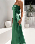 Satin Strapless Sexy Maxi Dress