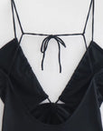 Hollow Out Fitted Bodysuits Vintage Backless Tied Thin Tops