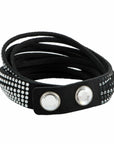 Swarovski Slake 2 in 1 Black Alcantara Two Shades Crystals Bracelets