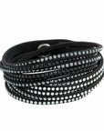 Swarovski Slake 2 in 1 Black Alcantara Two Shades Crystals Bracelets