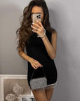 Sleeveless Pearl Knit Short Dress