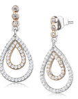 TS548 - Rose Gold + Rhodium 925 Sterling Silver Earrings with AAA