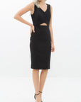 Set Impression Keyhole Front Midi Women's Dress In Black